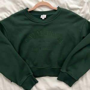 Green Cropped Crewneck Sweatshirt